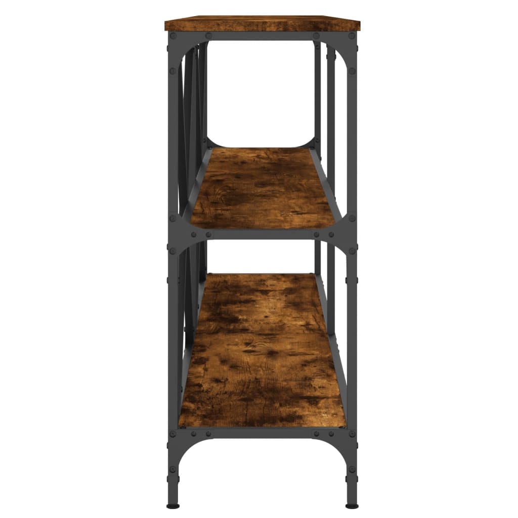 vidaXL Konzolový stolík dymový dub 160x30x75cm kompozitné drevo železo