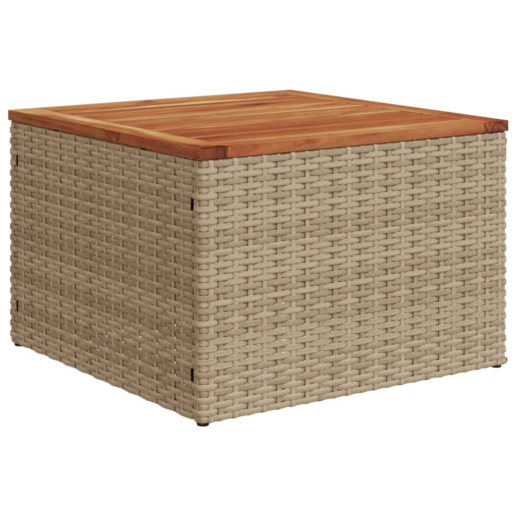 vidaXL Záhradný stôl béžový 55x55x37 cm polyratan a akáciové drevo