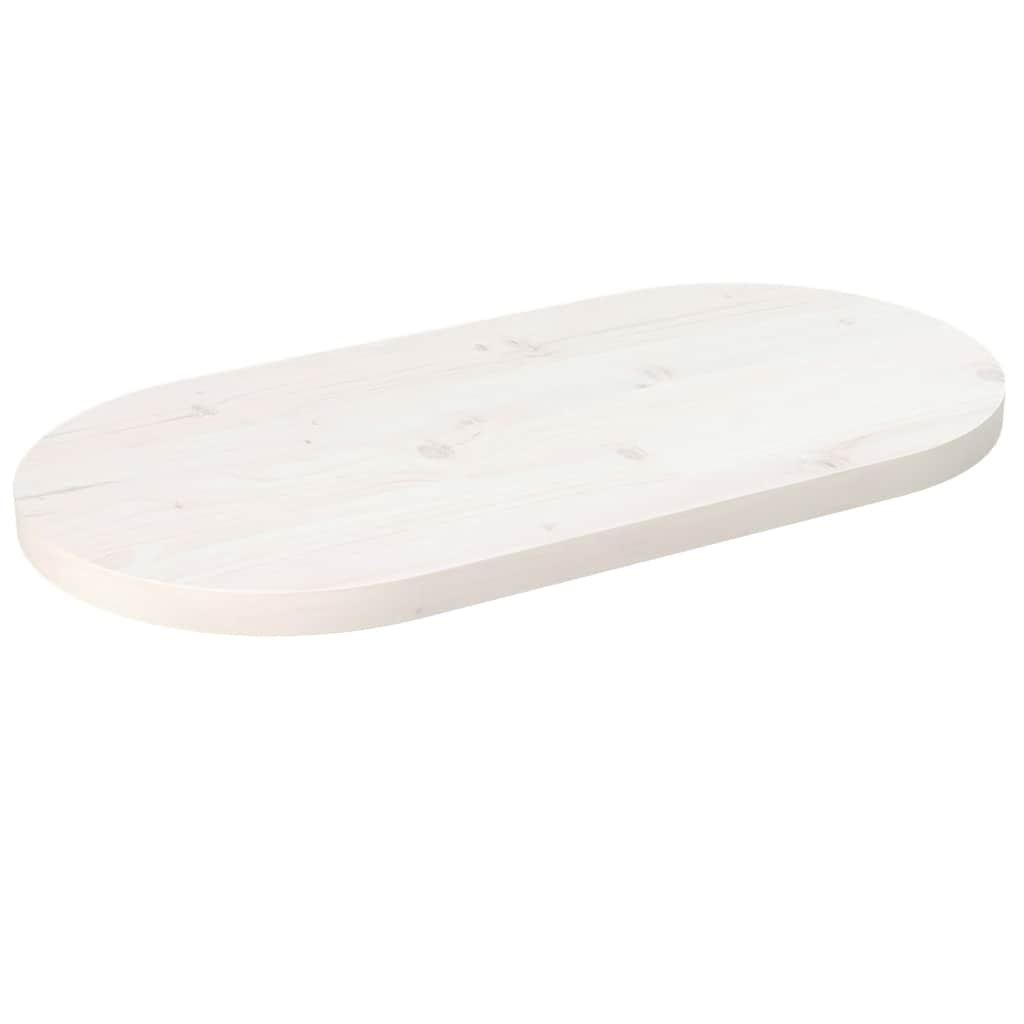 vidaXL Stolová doska, biela 60x30x2,5 cm, borovicový masív, oválna