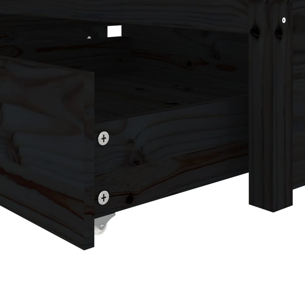 vidaXL Posteľný rám so zásuvkami čierny 90x200 cm