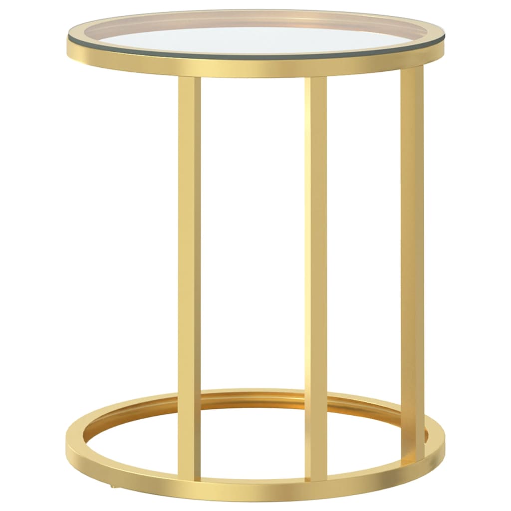vidaXL Bočný stolík zlatý a priehľadný 45 cm tvrdené sklo
