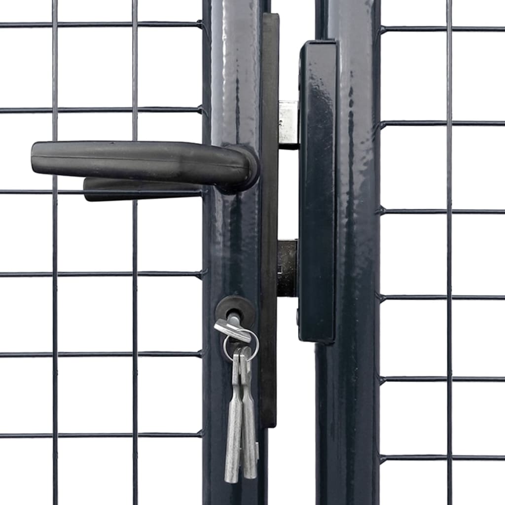 vidaXL Záhradná brána, pletivo, pozinkovaná oceľ 289x200 cm, sivá