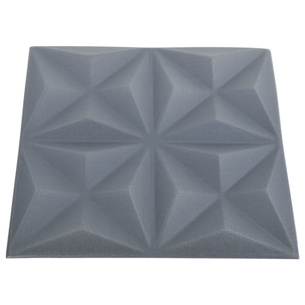 vidaXL 3D nástenné panely 24 ks 50x50 cm, origami, sivé 6 m²