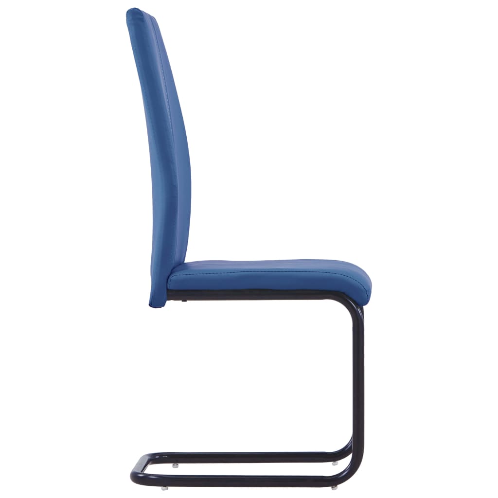 vidaXL Jedálenské stoličky, perová kostra 2 ks, modré, umelá koža