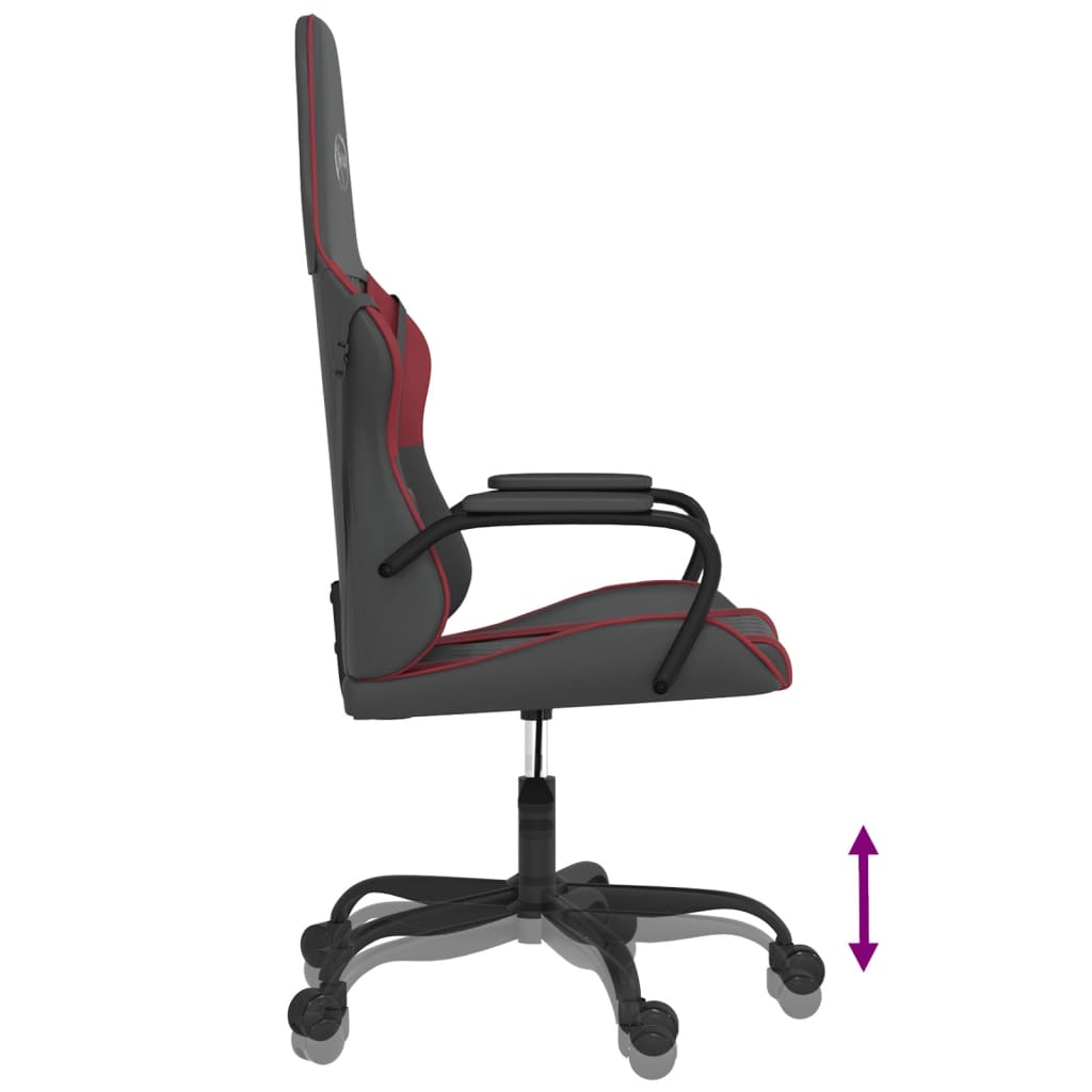 vidaXL Masážna herná stolička čierna a vínovočervená umelá koža