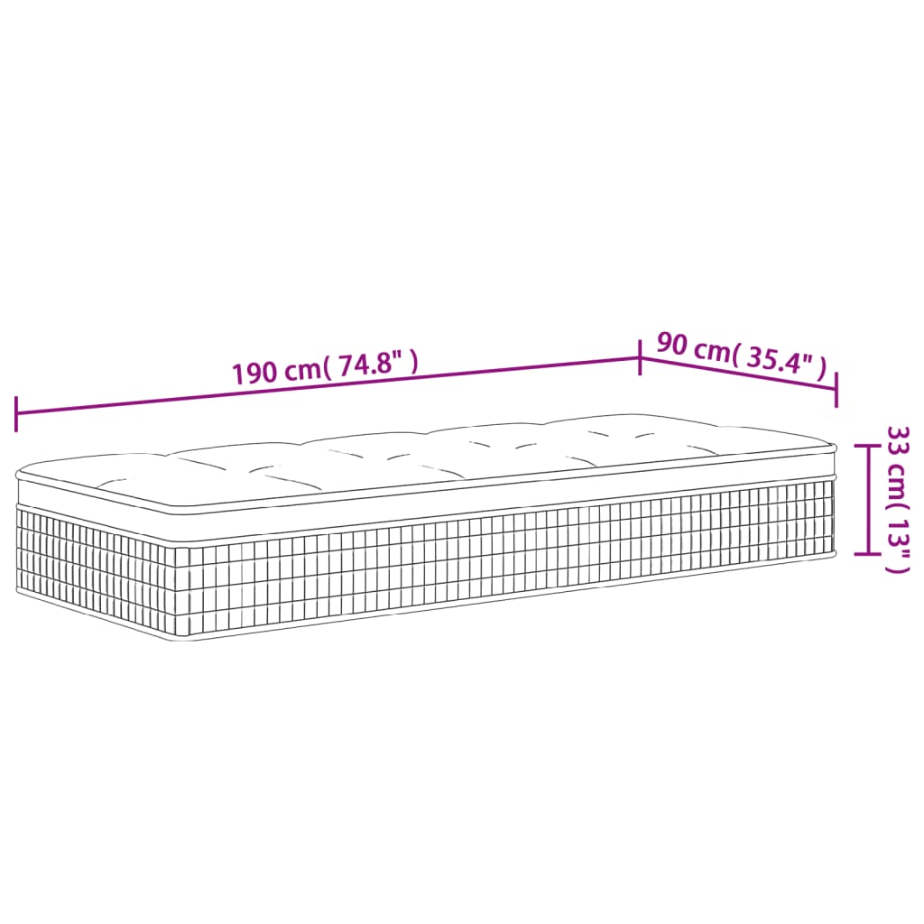 vidaXL Taštičkový pružinový matrac stredne tvrdý 90x190 cm jednolôžko