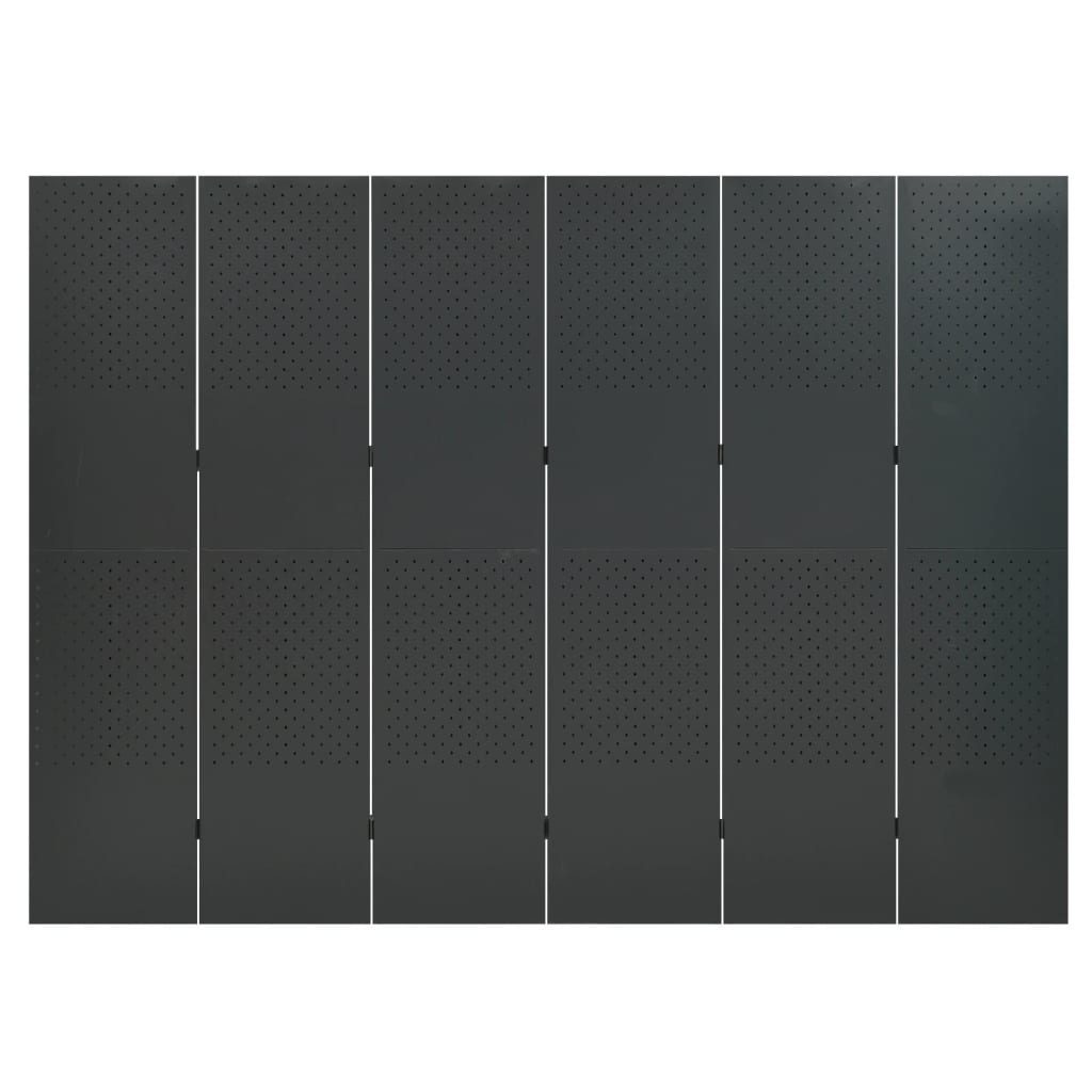 vidaXL 6-panelové paravány 2 ks antracitové 240x180 cm oceľ