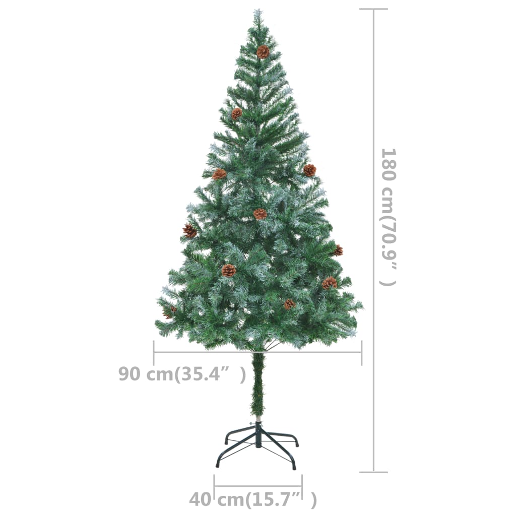 vidaXL Osvetlený umelý vianočný stromček so šiškami 180 cm