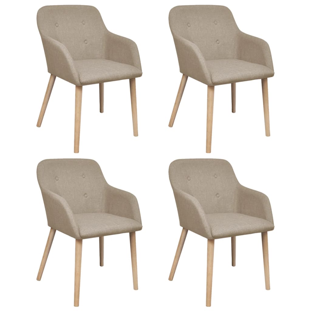 vidaXL Jedálenské stoličky 4 ks, béžové, látka a dubový masív