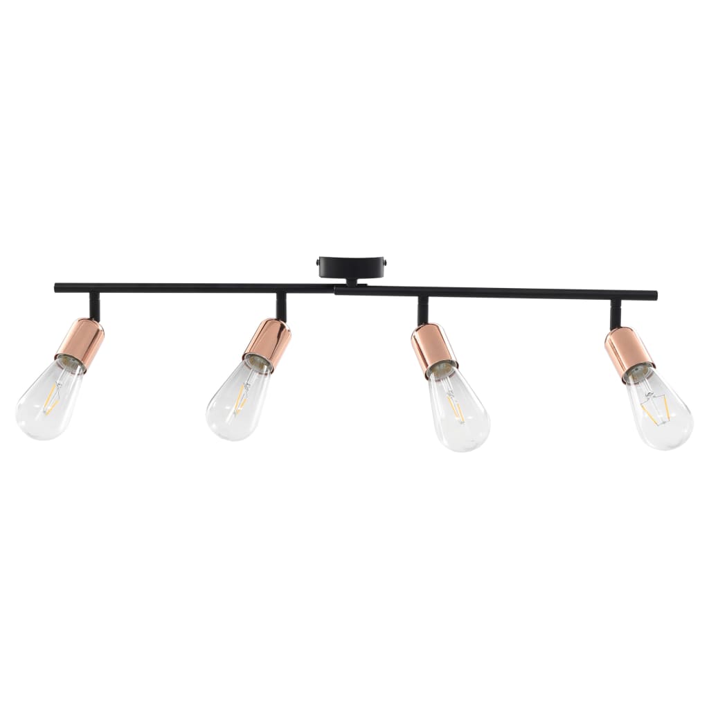 vidaXL 4-cestné stropné svietidlo s vláknovými žiarovkami 2 W čierne a medené 60 cm E27