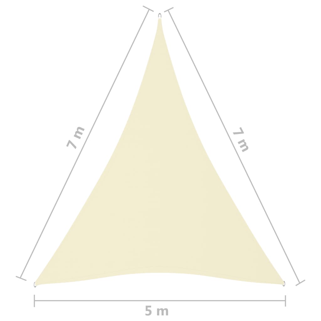 vidaXL Tieniaca plachta oxfordská látka trojuholníková 5x7x7 m krémová