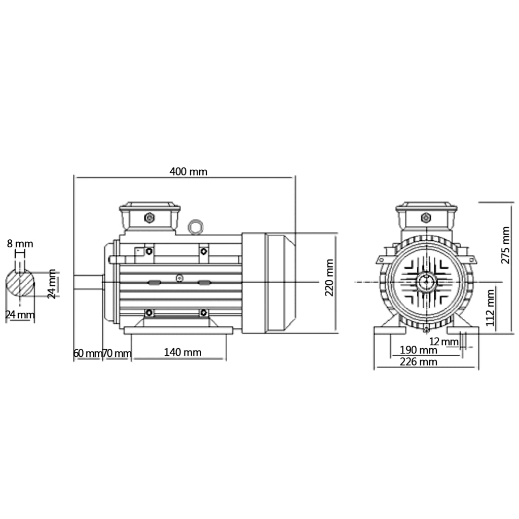 vidaXL 3-fázový elektromotor, hliník 4kW/5,5HP, 2-pólový 2840 ot./min