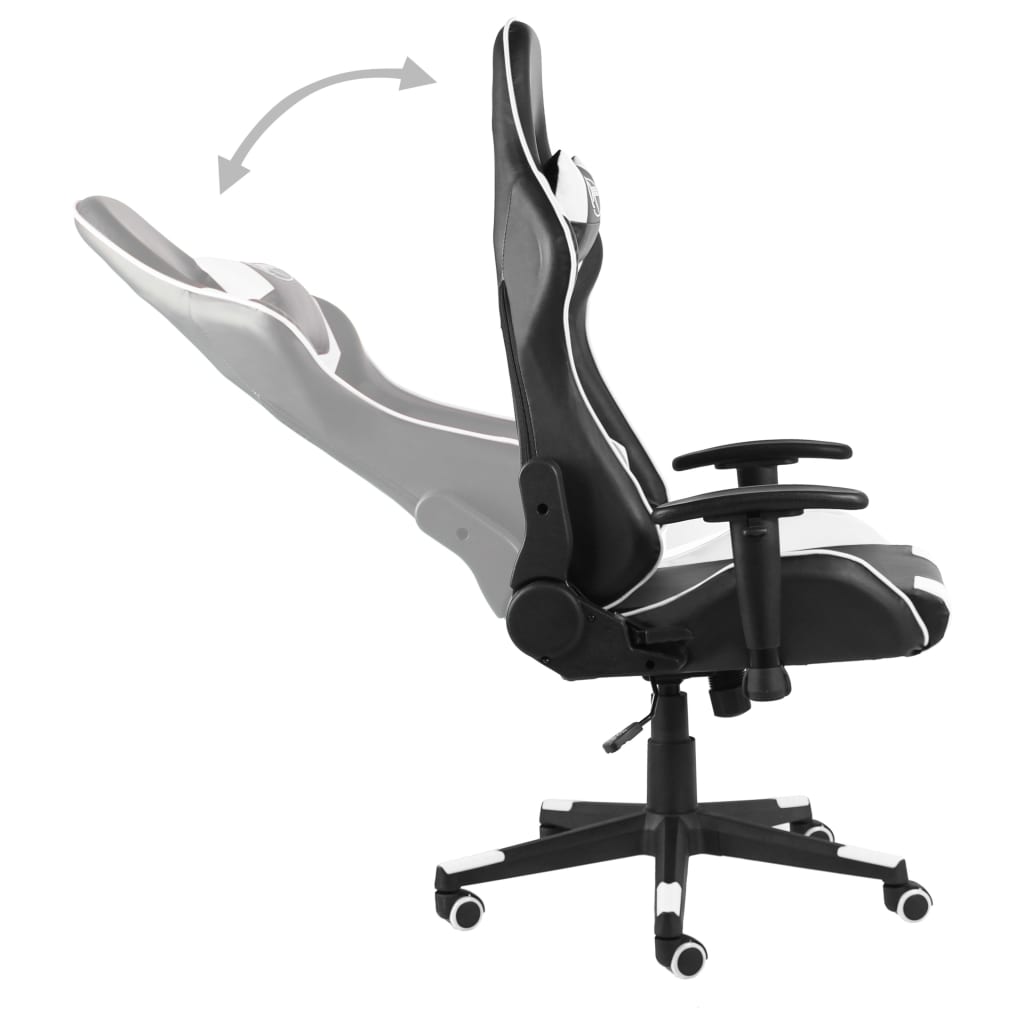 vidaXL Otočná herná stolička biela PVC