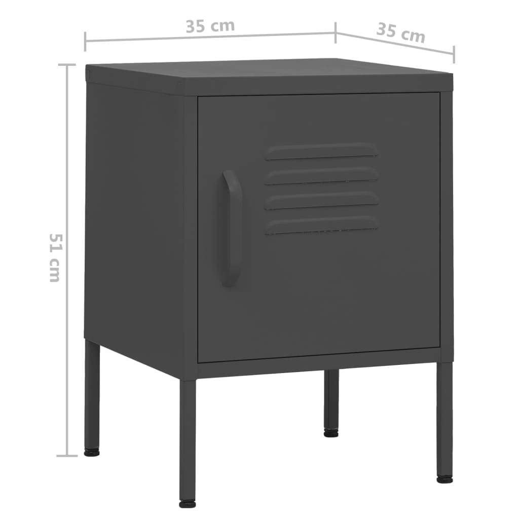 vidaXL Nočný stolík antracitový 35x35x51 cm oceľ