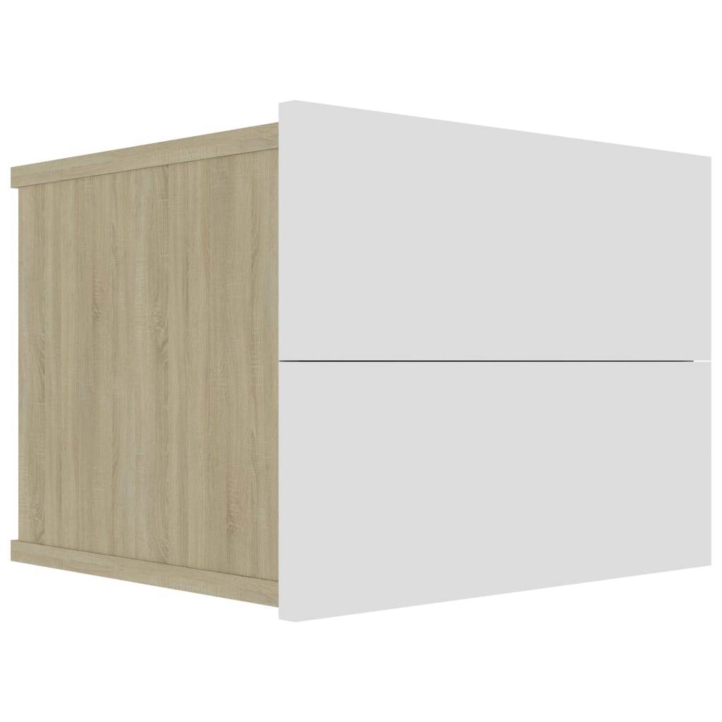 vidaXL Nočný stolík, biela a dub sonoma 40x30x30 cm, kompozitné drevo