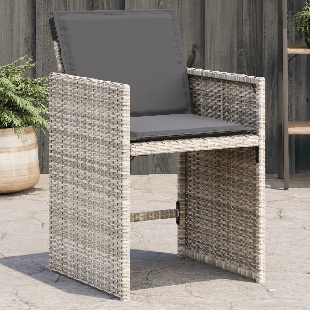vidaXL Záhradné stoličky s vankúšmi 4 ks svetlosivé polyratan