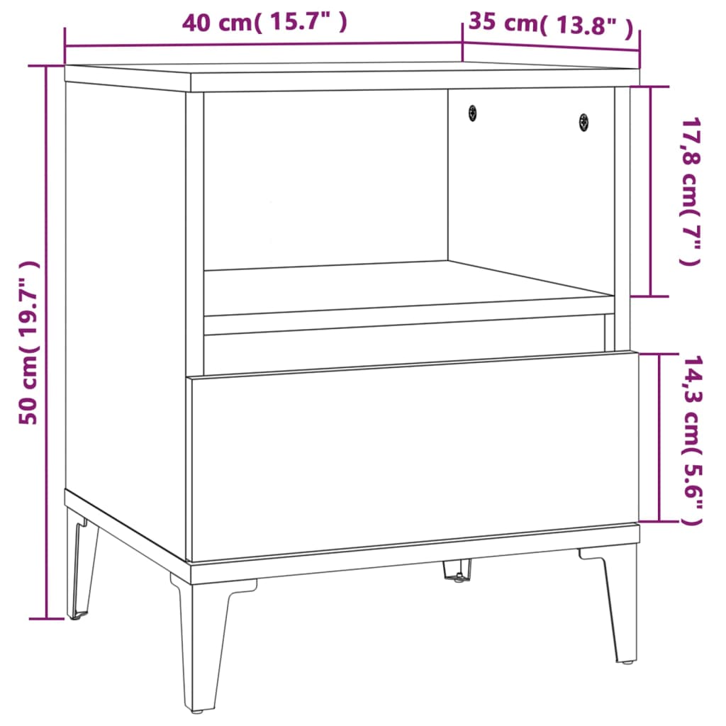 vidaXL Nočný stolík sivý sonoma 40x35x50 cm