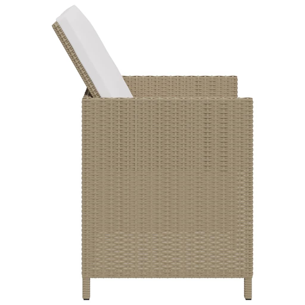 vidaXL Záhradné stoličky s podložkami 4 ks, polyratan, béžové