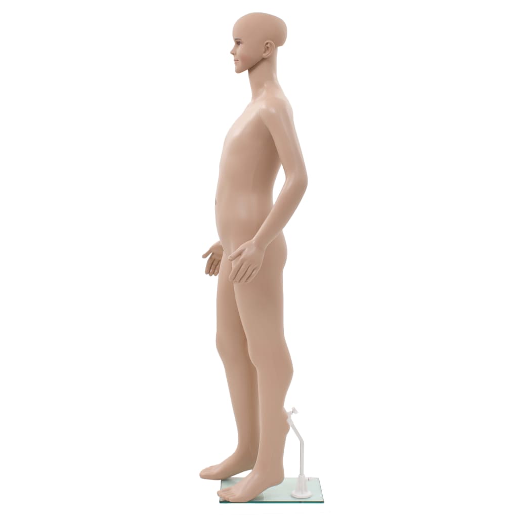 vidaXL Detská figurína, sklenený podstavec, béžová 140 cm