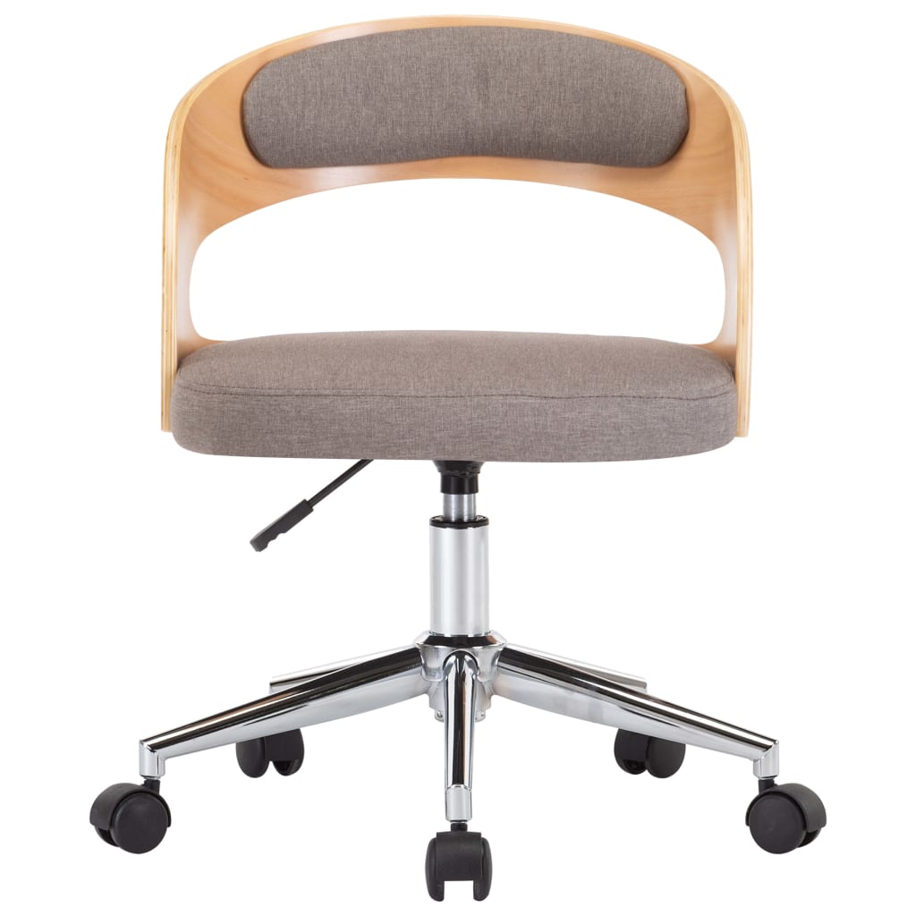 vidaXL Otočná kancelárska stolička sivo-hnedá ohýbané drevo a látka