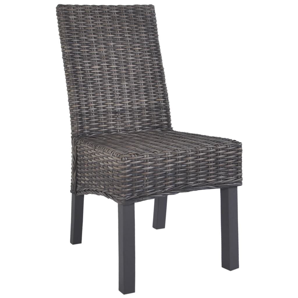 vidaXL Jedálenské stoličky 2 ks, hnedé, kubu ratan a mangové drevo