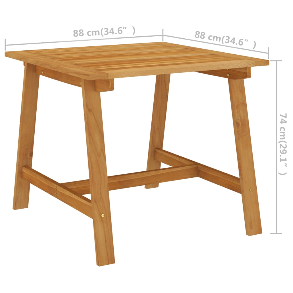 vidaXL Záhradný jedálenský stôl 88x88x74 cm akáciový masív