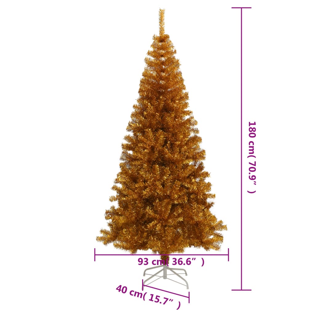 vidaXL Umelý vianočný stromček so stojanom, zlatý 180 cm, PET