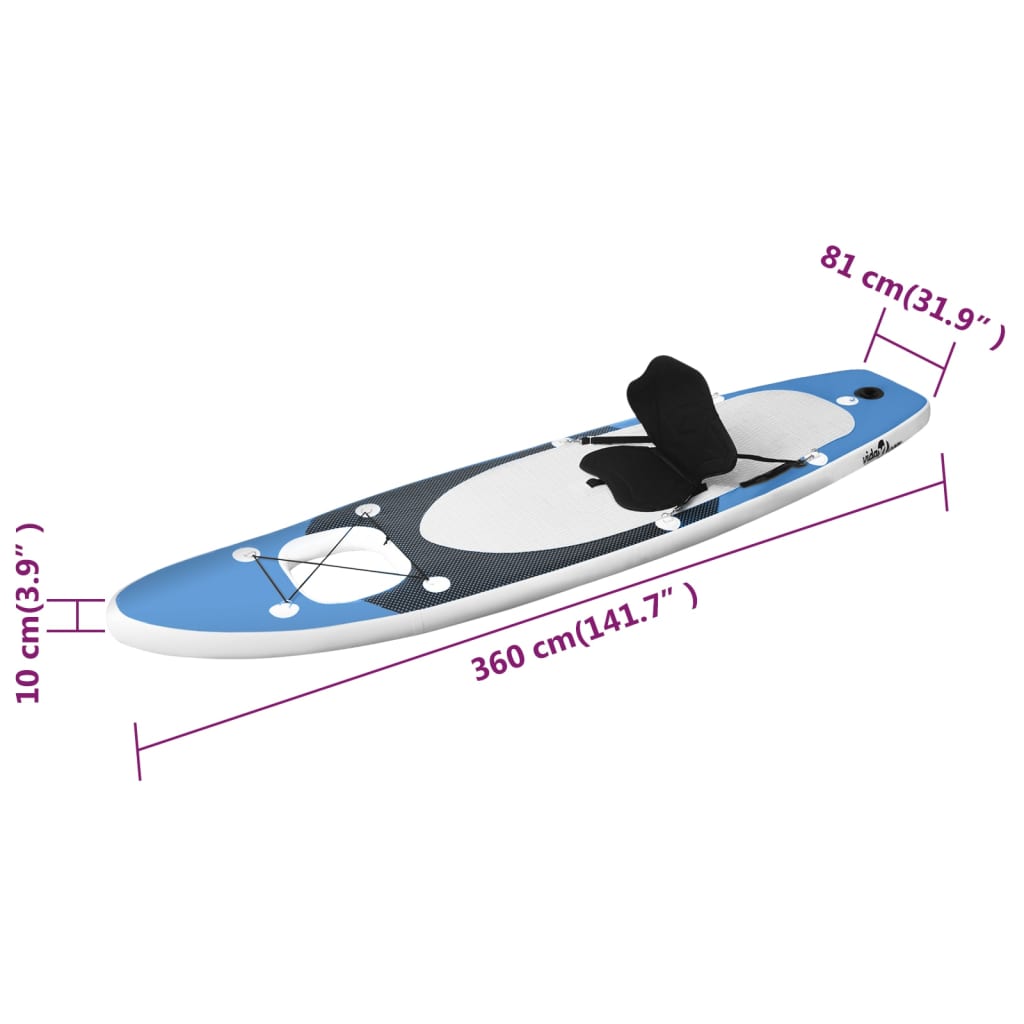 vidaXL Nafukovací Stand up paddleboard morský modrý 360x81x10 cm