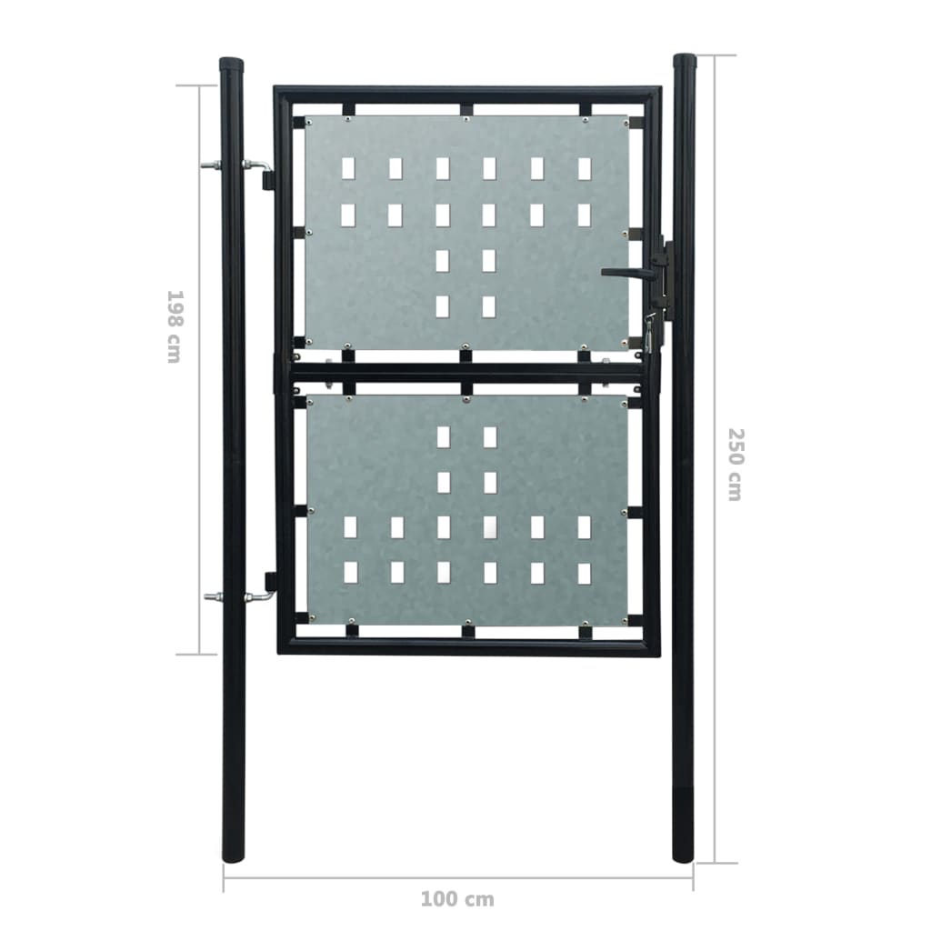 vidaXL Čierna jednokrídlová plotová brána 100x250 cm