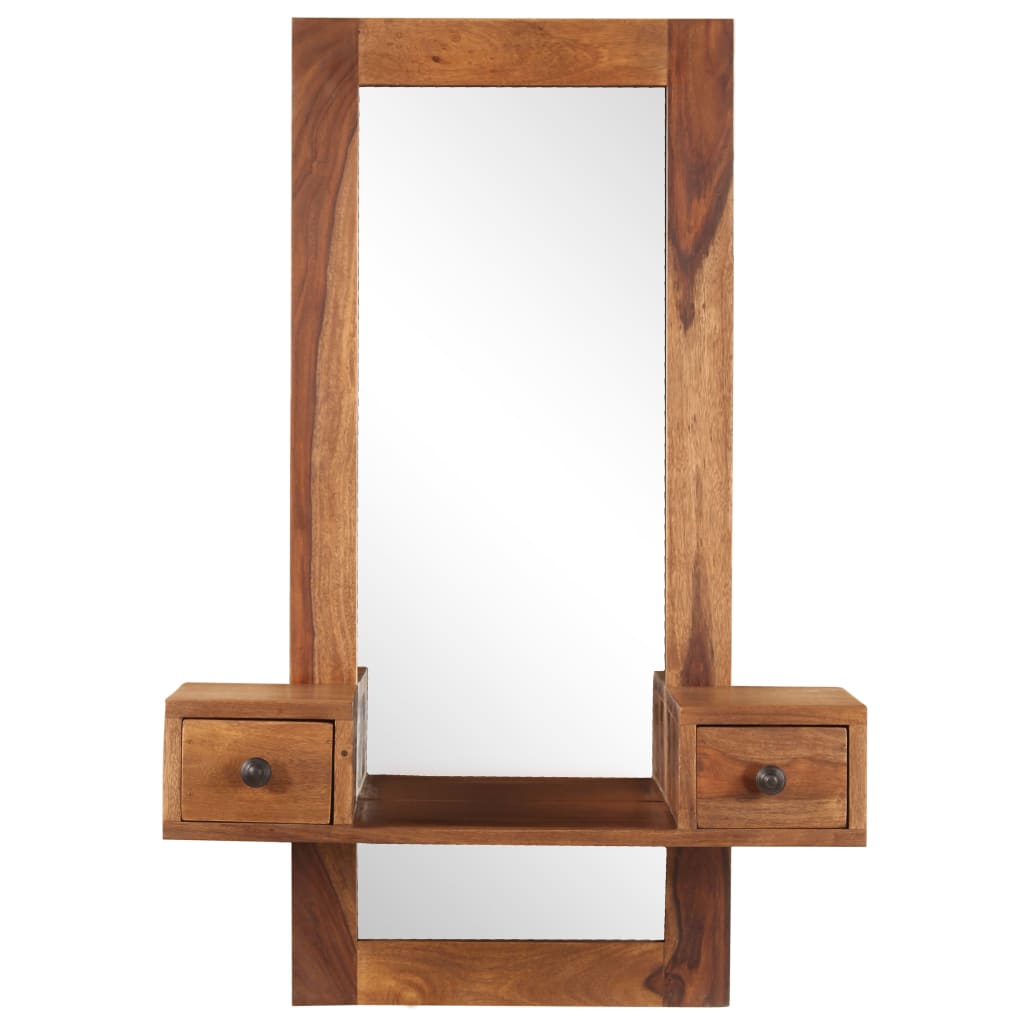 vidaXL Toaletný stolík so zrkadlom a 2 zásuvkami, masív sheesham