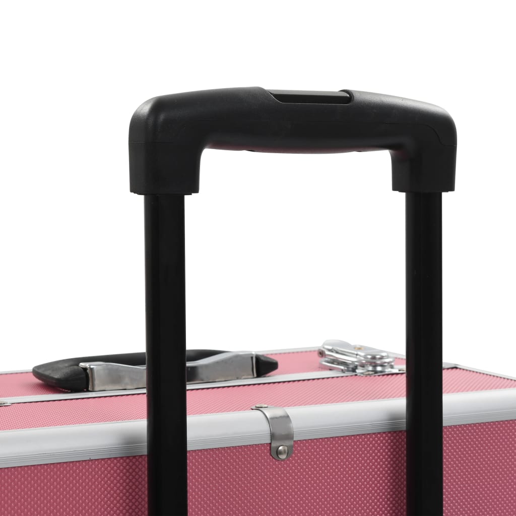 vidaXL Make-up kufrík ružový hliníkový