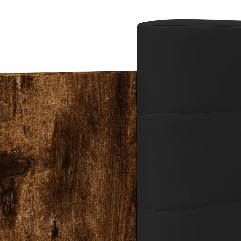 vidaXL Posteľný rám s čelom dymový dub 90x200 cm kompozitné drevo