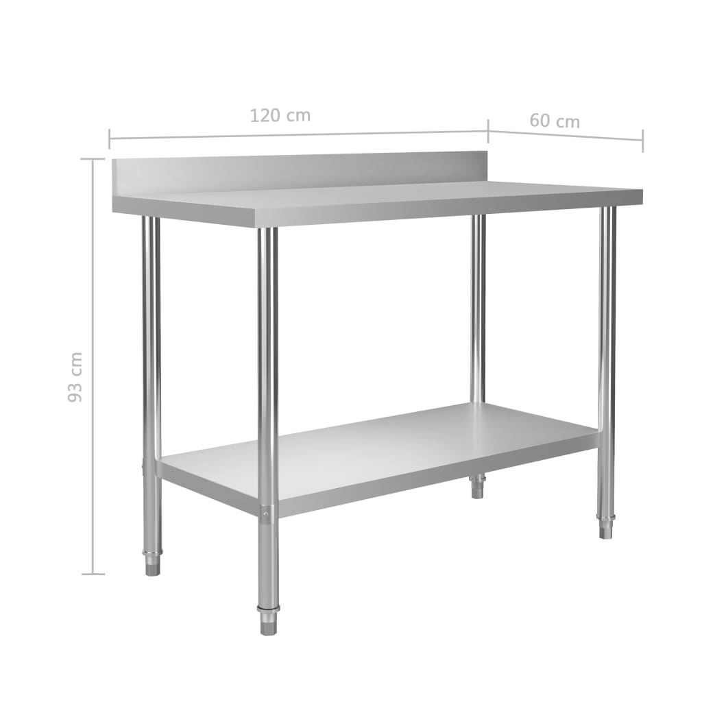 vidaXL Kuchynský pracovný stôl, prístenný 120x60x93 cm, oceľ