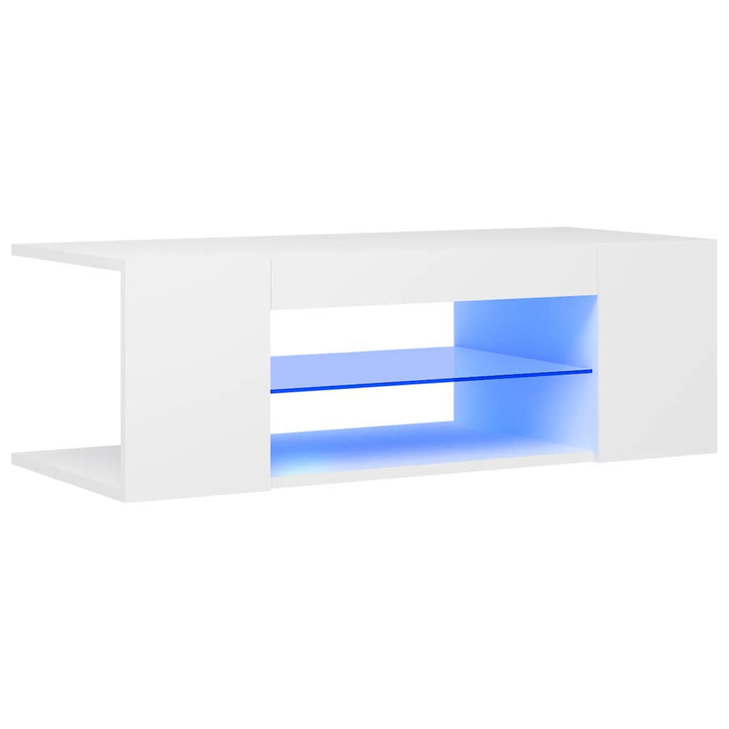 vidaXL TV skrinka s LED svetlami biela 90x39x30 cm