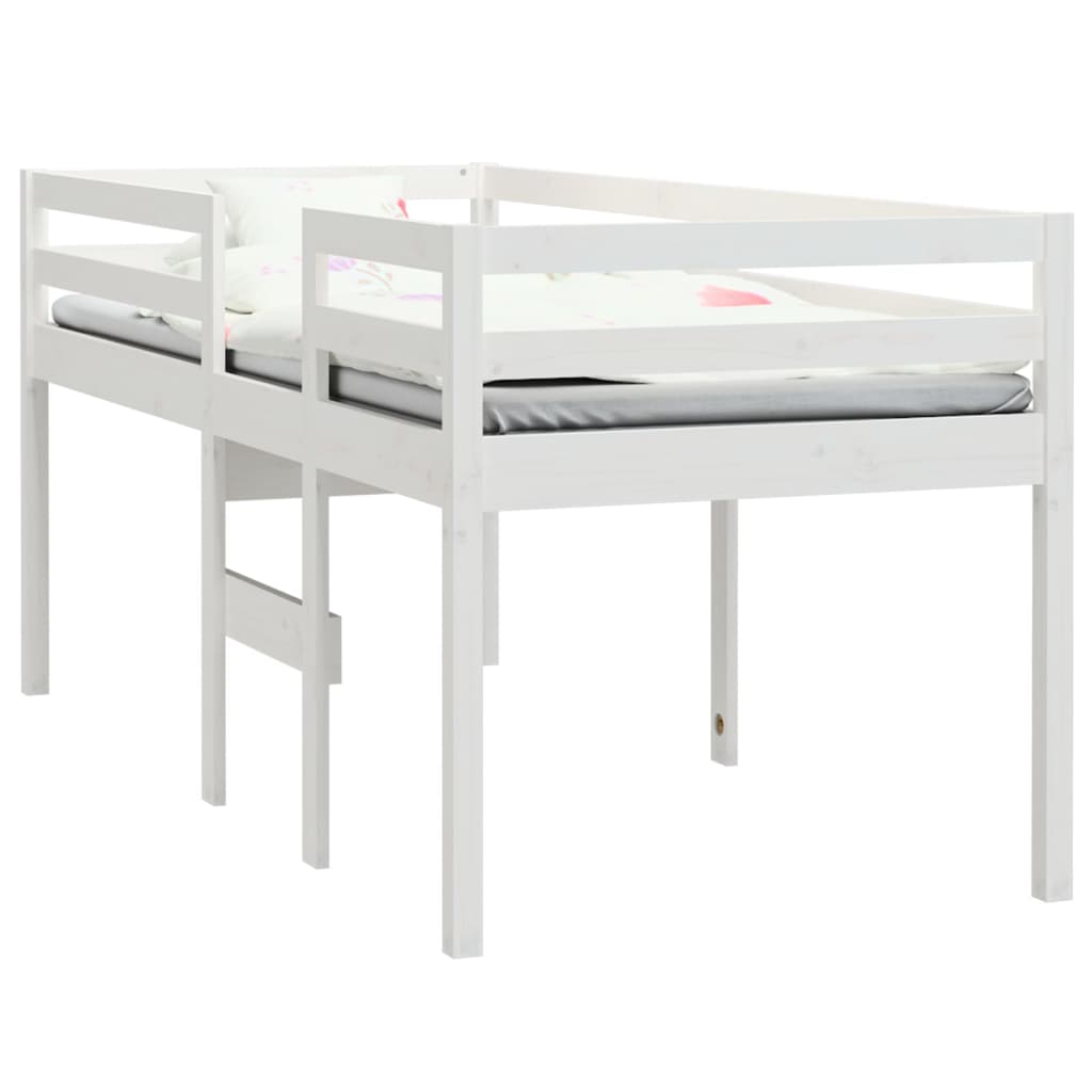 vidaXL Vysoká posteľ biela 90x190 cm borovicový masív