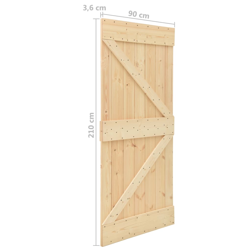 vidaXL Posuvné dvere so sadou kovania 90x210 cm masívne borovicové drevo