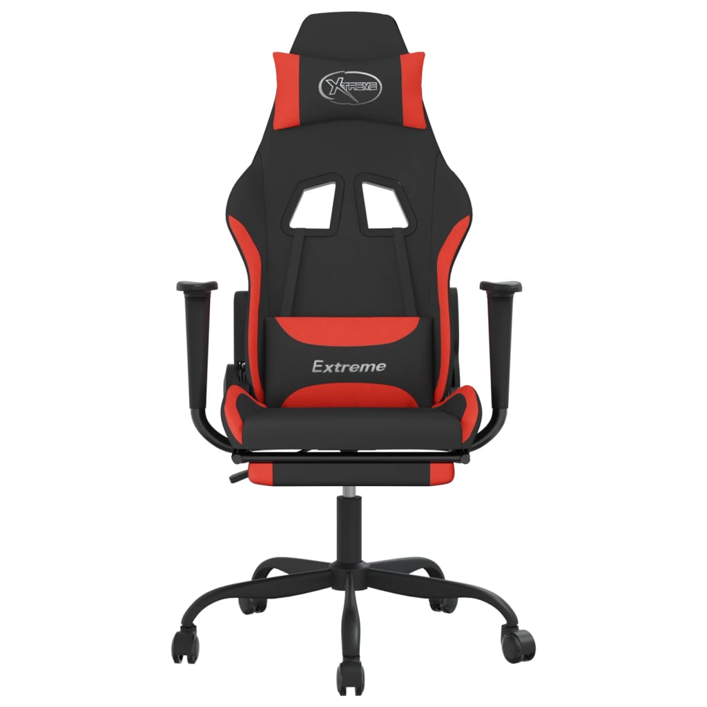 vidaXL Herná stolička s podnožkou čierna a červená látková