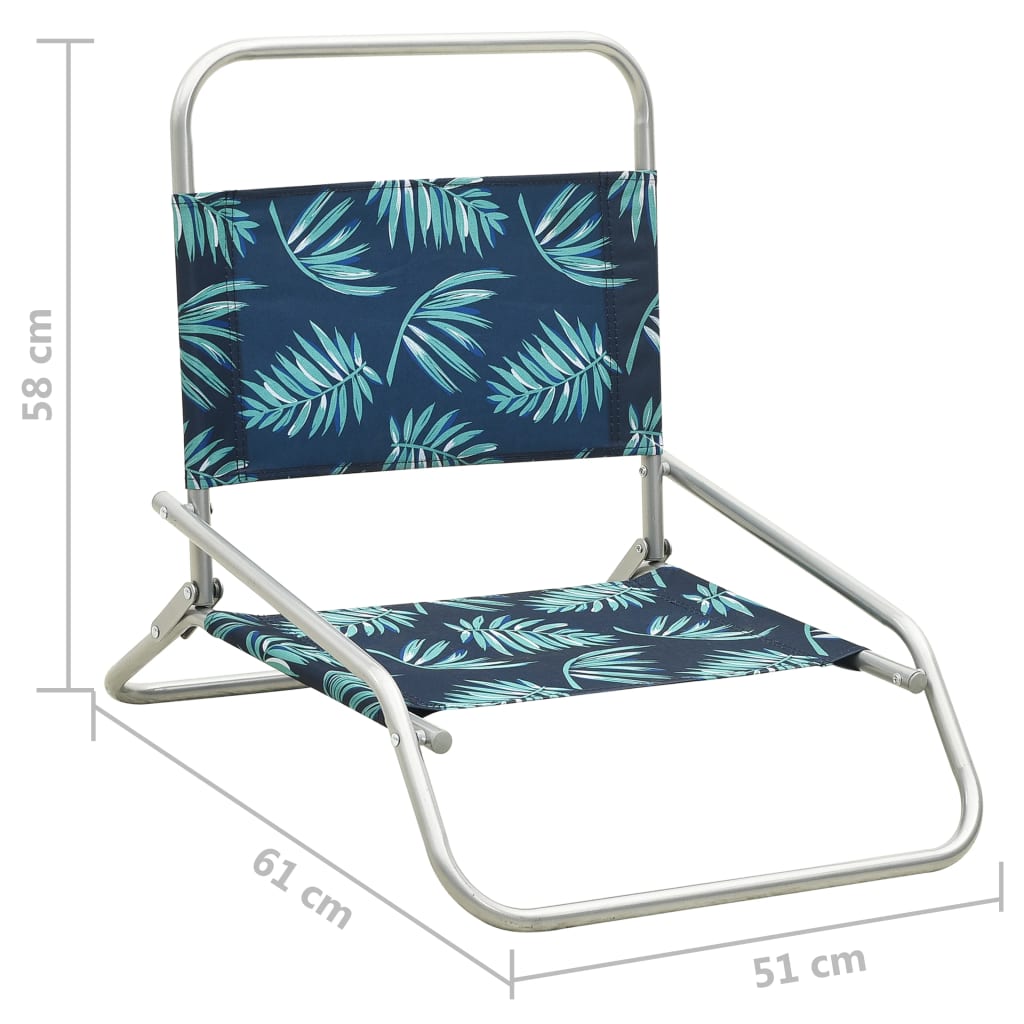 vidaXL Skladacie plážové stoličky 2 ks potlač s listami látka