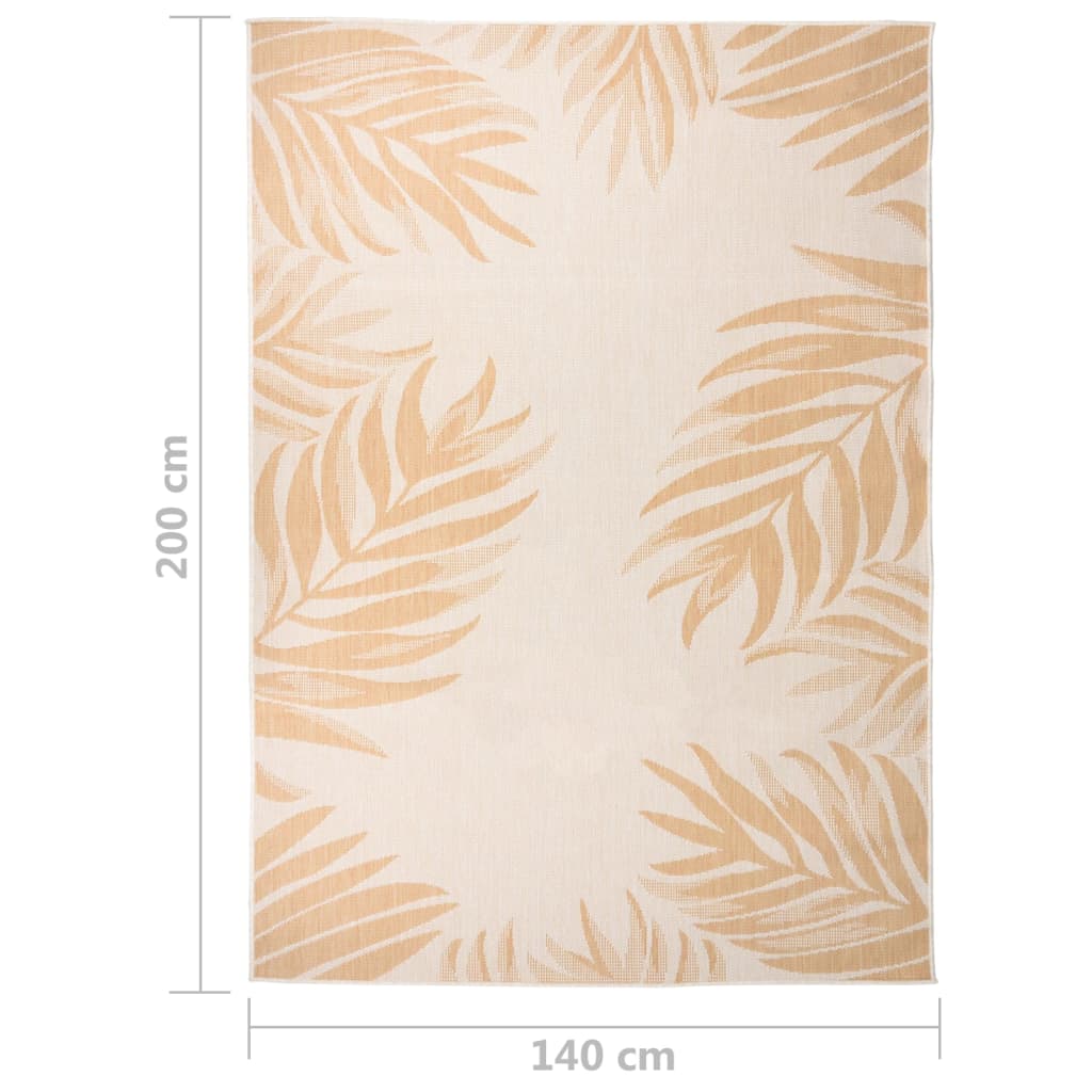 vidaXL Vonkajší koberec s plochým tkaním 140x200 cm listový vzor