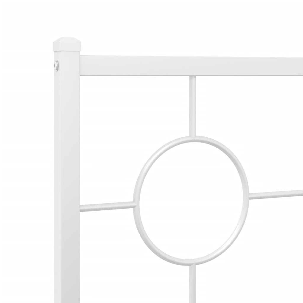 vidaXL Kovový rám postele s čelom a podnožkou biely 100x200 cm