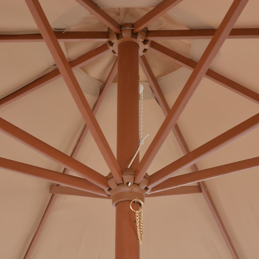 vidaXL Vonkajší slnečník s drevenou tyčou 300 cm šedohnedý