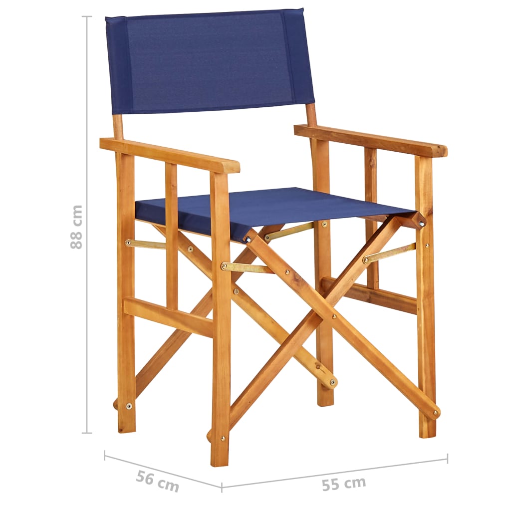 vidaXL Režisérske stoličky 2 ks, akáciový masív, modré