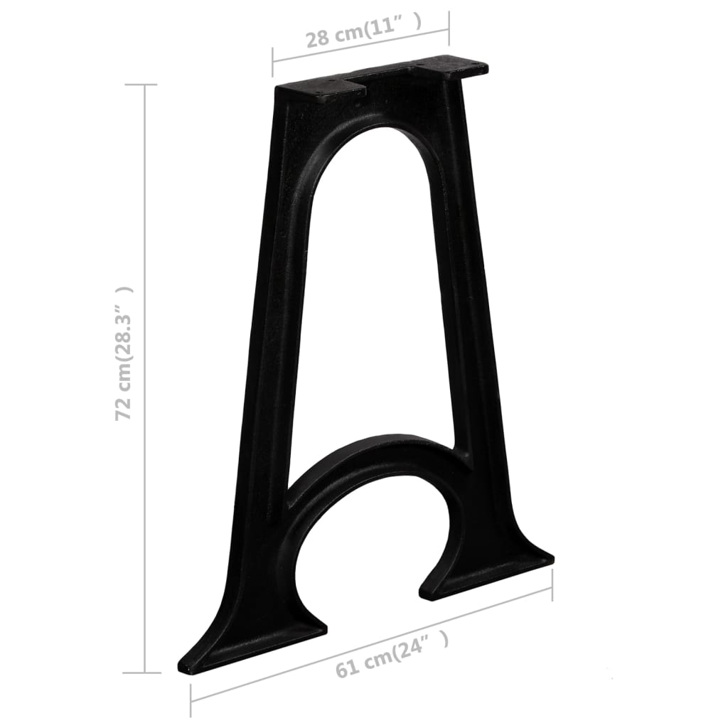 vidaXL Nohy na jedálenský stôl 2 ks, zaoblený rám v tvare A, liatina
