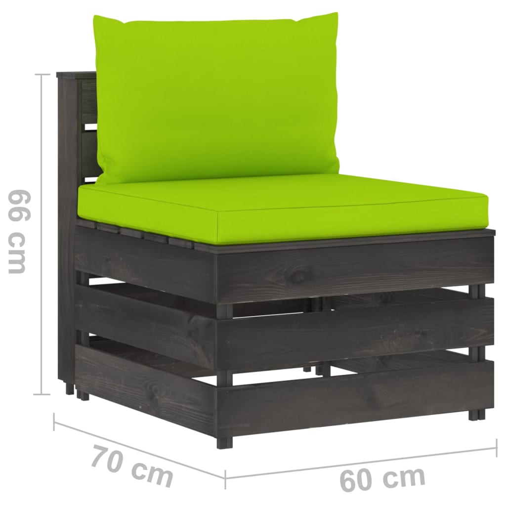 vidaXL 5-dielna sedacia súprava s podložkami, sivá, impregnované drevo