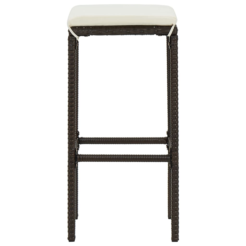vidaXL Barové stoličky s vankúšmi 4 ks hnedé polyratan