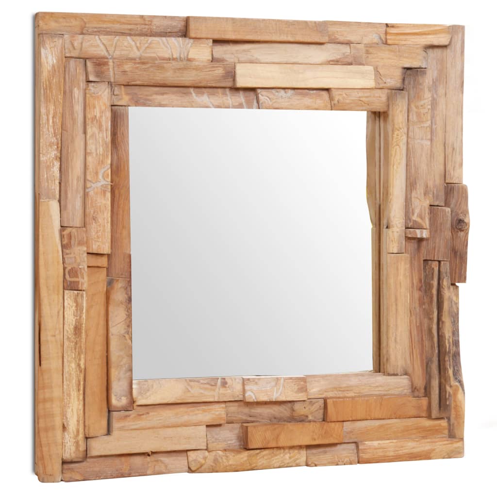 vidaXL Dekoratívne zrkadlo z teakového dreva, 60x60 cm, štvorcové