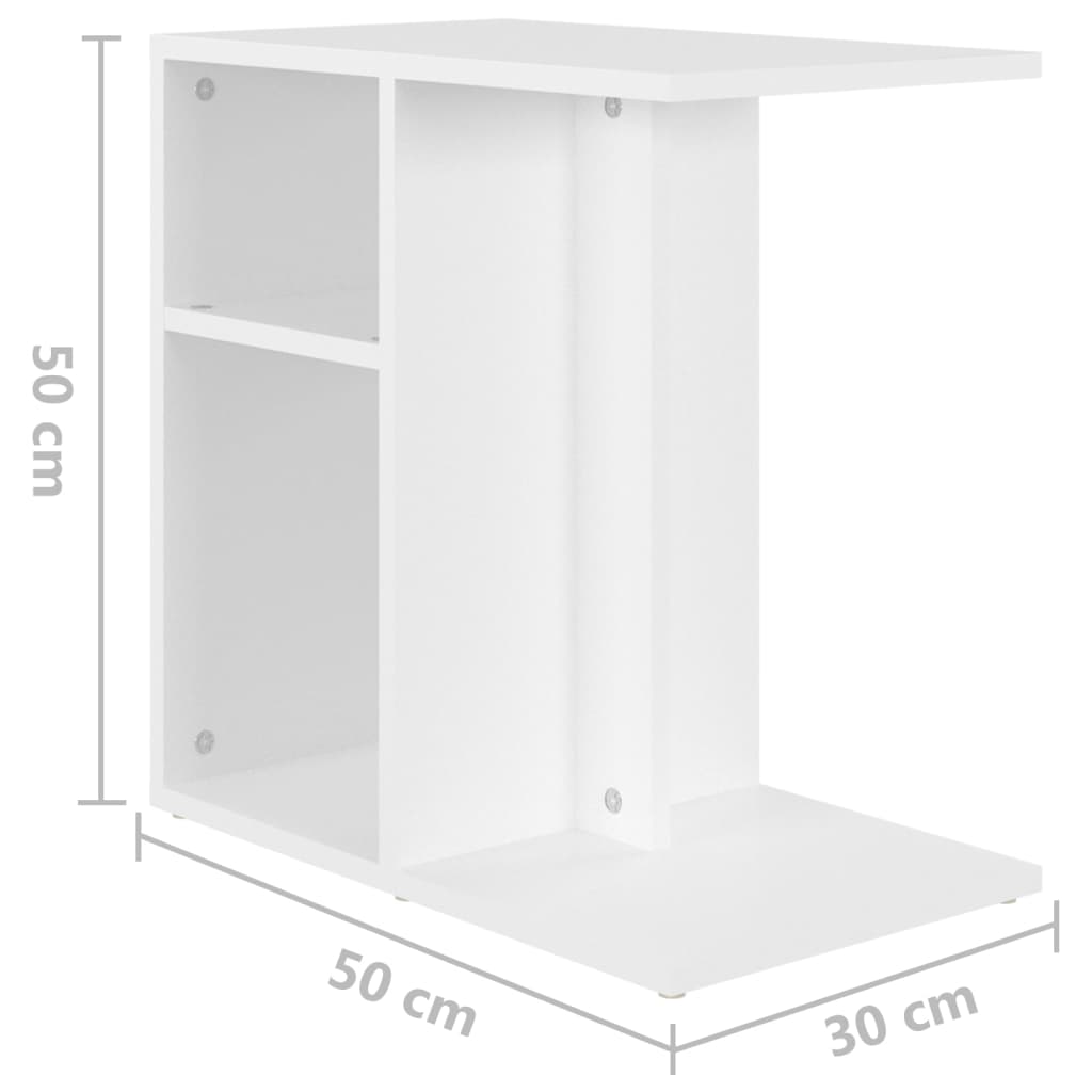 vidaXL Príručný stolík, biely 50x30x50 cm, kompozitné drevo