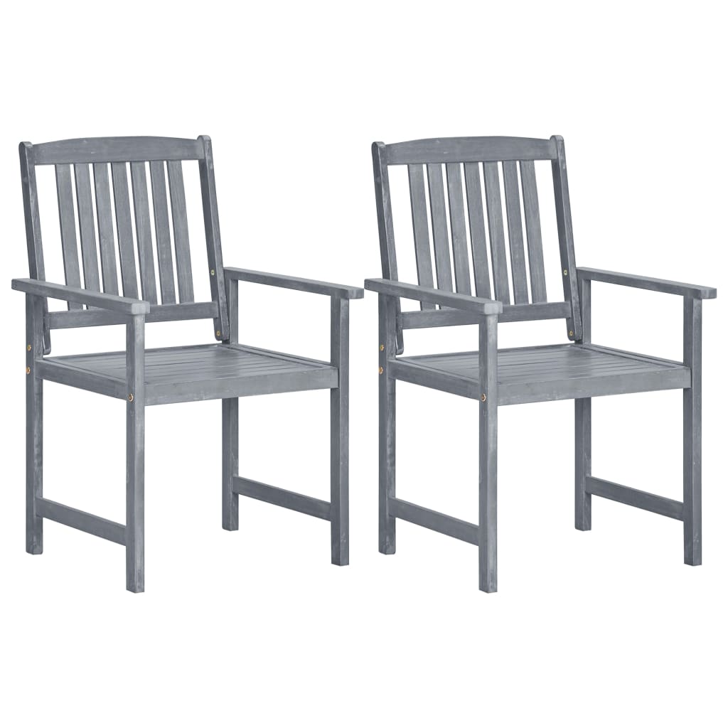 vidaXL Záhradné stoličky 2 ks, sivé, akáciový masív