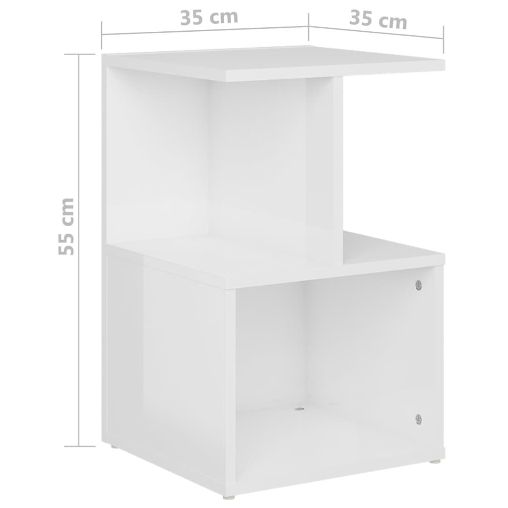 vidaXL Nočné stolíky 2 ks, lesklé biele 35x35x55 cm, kompozitné drevo