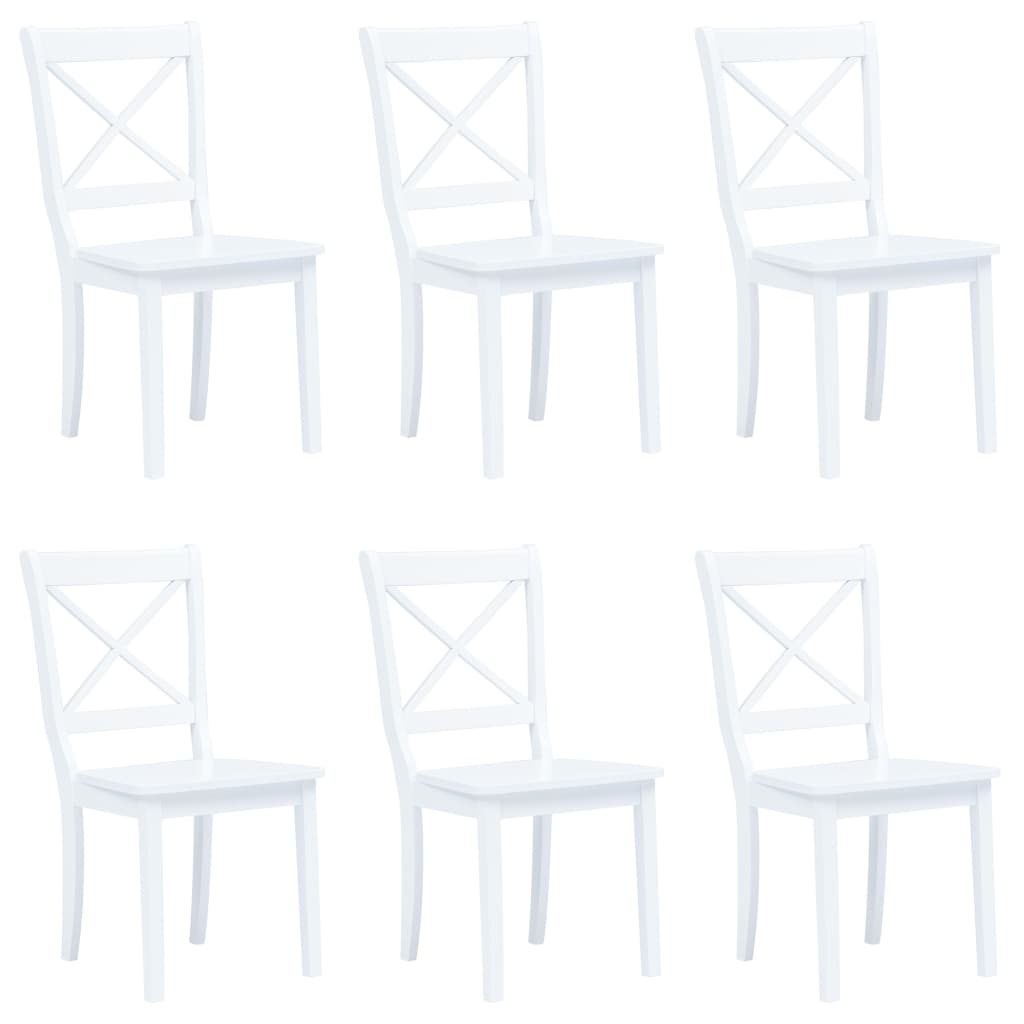 vidaXL Jedálenské stoličky 6 ks biele masívne kaučukové drevo